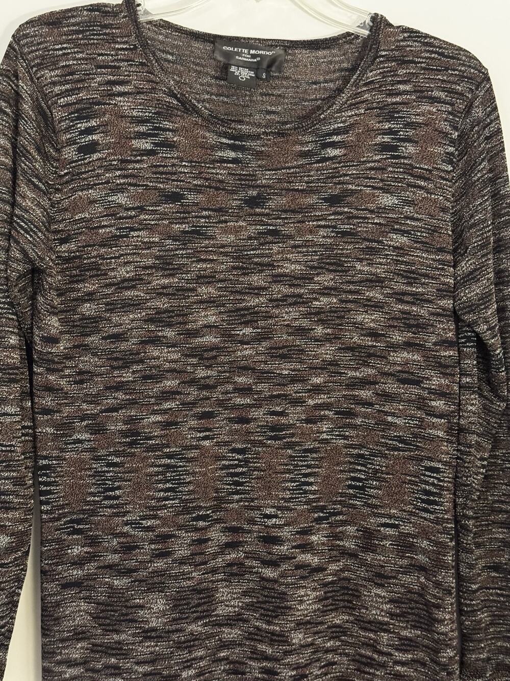 Colette Mordo for Sadimara Knit Maxi Dress Sz S Black Brown Fall Bodycon Boho